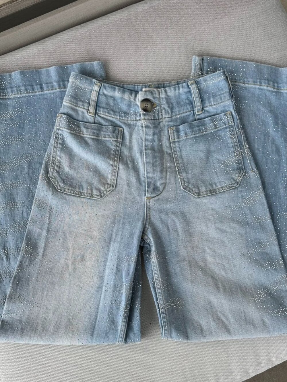 Anthropologie The Colette Sparkle Full-Length Wide-Leg Jeans Blue 24